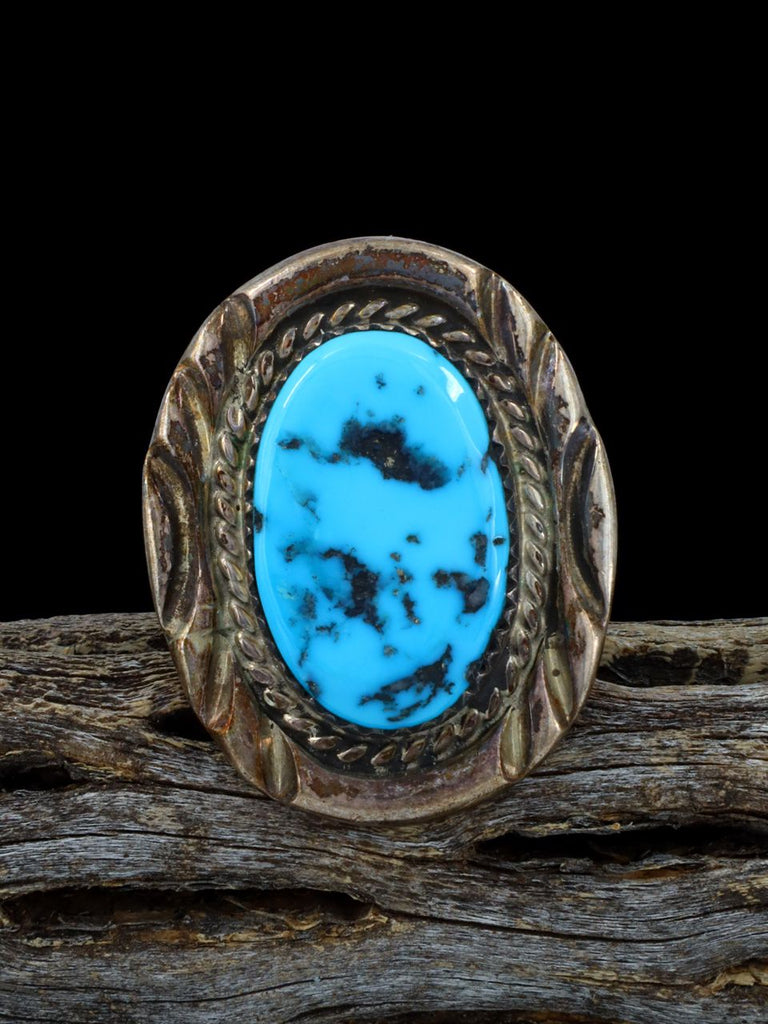 Estate Native American Sterling Silver Sleeping Beauty Turquoise Ring, Size 8 - PuebloDirect.com