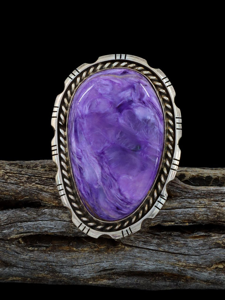 Vintage Native American Sterling Silver Charoite Ring, Size 7 1/2 - PuebloDirect.com