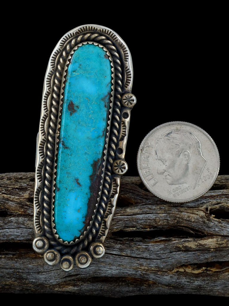 Vintage Native American Sterling Silver Turquoise Ring, Size 8 - PuebloDirect.com