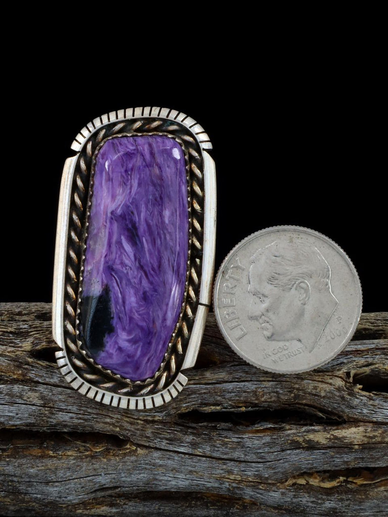 Vintage Native American Sterling Silver Charoite Ring, Size 7 - PuebloDirect.com