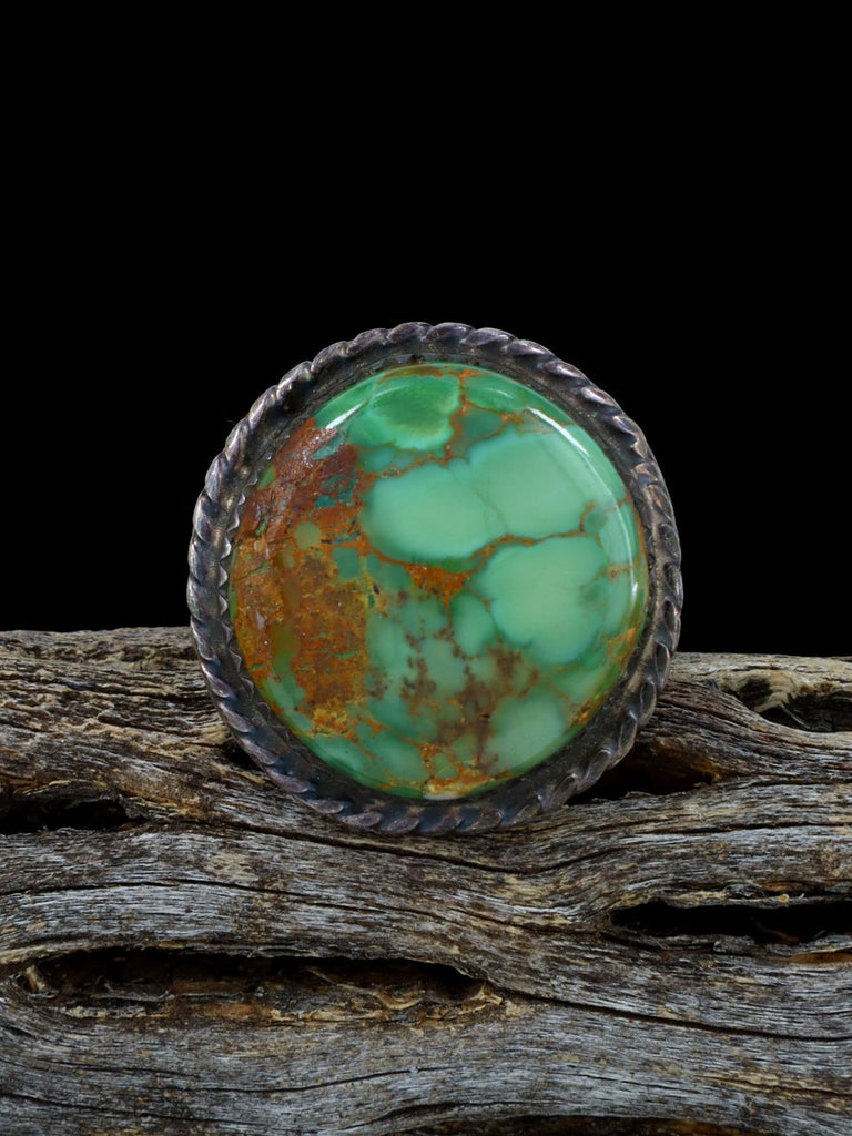 Estate Native American Sterling Silver Turquoise Ring, Size 8 1/2 - PuebloDirect.com