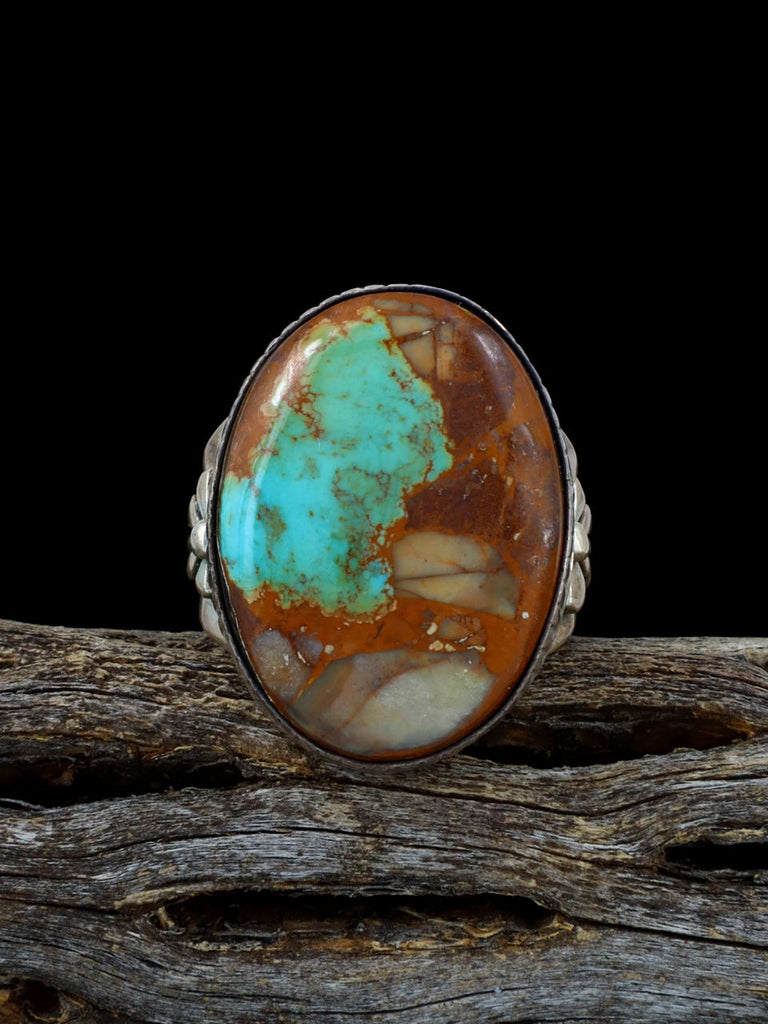 Vintage Native American Sterling Silver Boulder Turquoise Ring, Size 7 - PuebloDirect.com