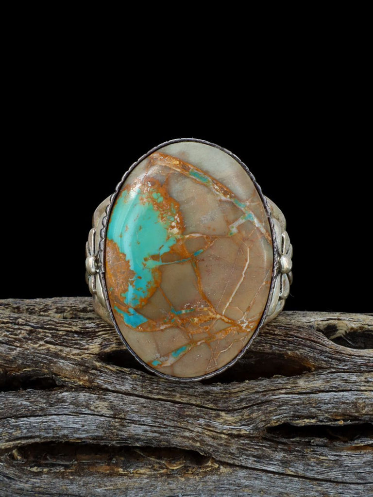 Vintage Native American Sterling Silver Boulder Turquoise Ring, Size 8 - PuebloDirect.com