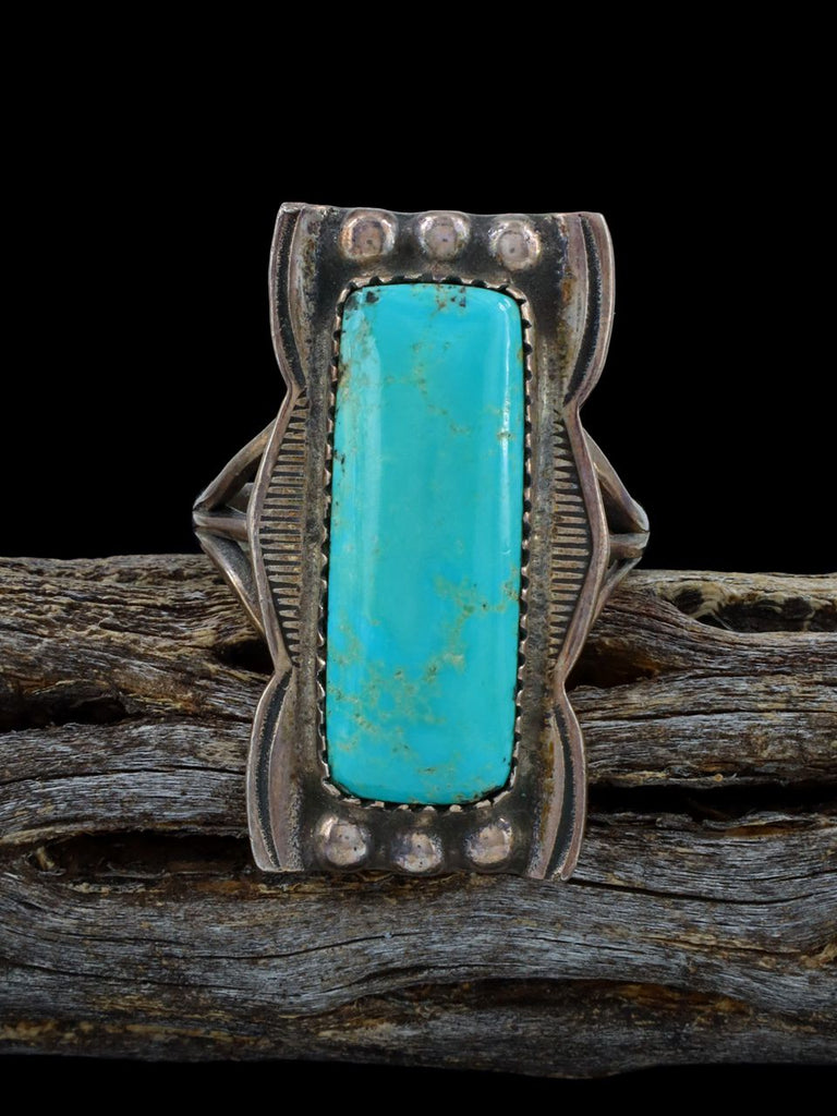 Vintage Native American Sterling Silver Turquoise Ring, Size 10 1/2 - PuebloDirect.com