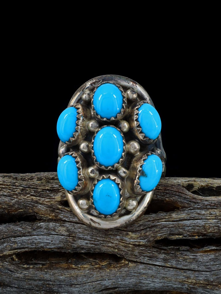 Vintage Native American Sterling Silver Sleeping Beauty Turquoise Ring, Size 9 - PuebloDirect.com