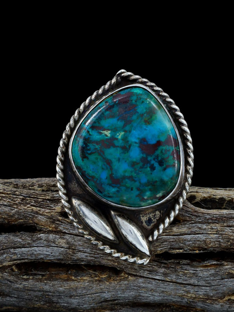 Vintage Native American Sterling Silver Chrysocolla and Malachite Ring, Size 7 - PuebloDirect.com