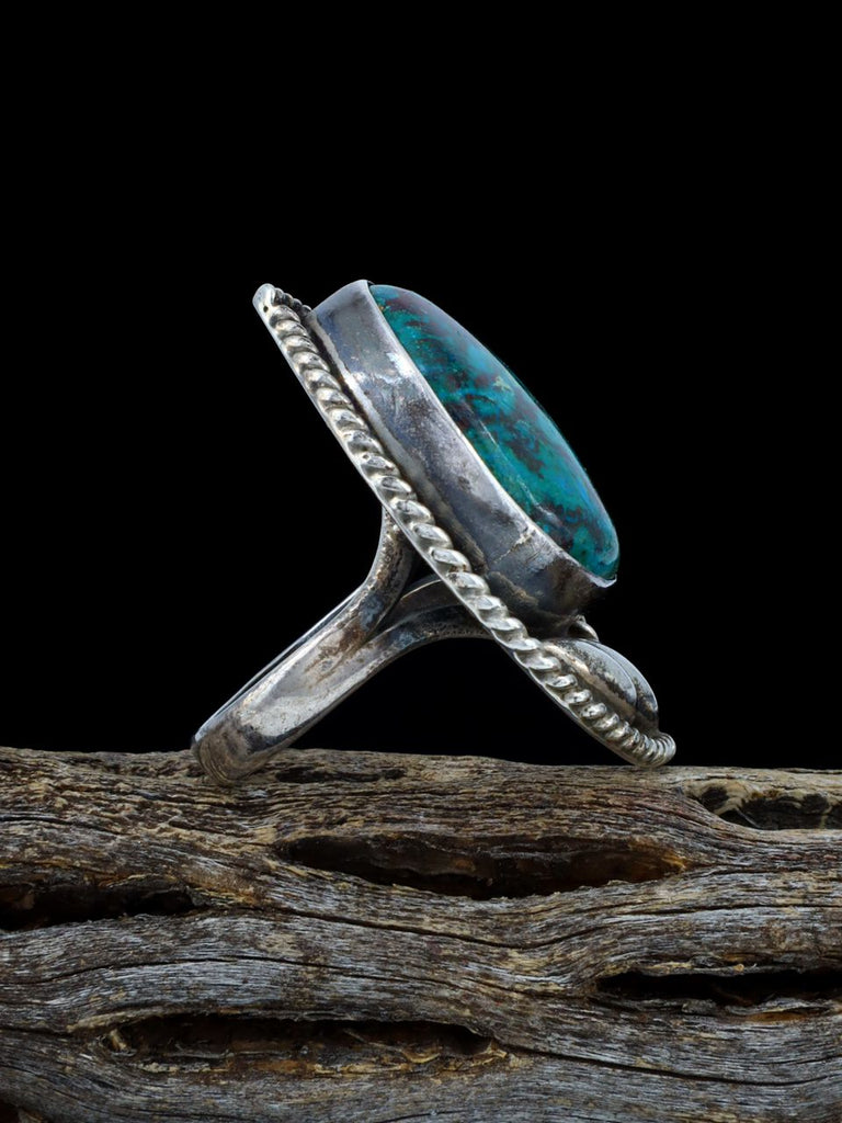 Vintage Native American Sterling Silver Chrysocolla and Malachite Ring, Size 7 - PuebloDirect.com