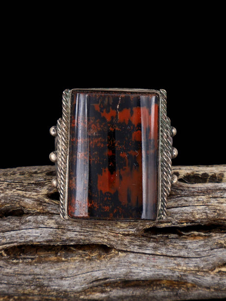 Estate Old Sterling Silver Petrified Wood Ring, Size 9.5 - PuebloDirect.com
