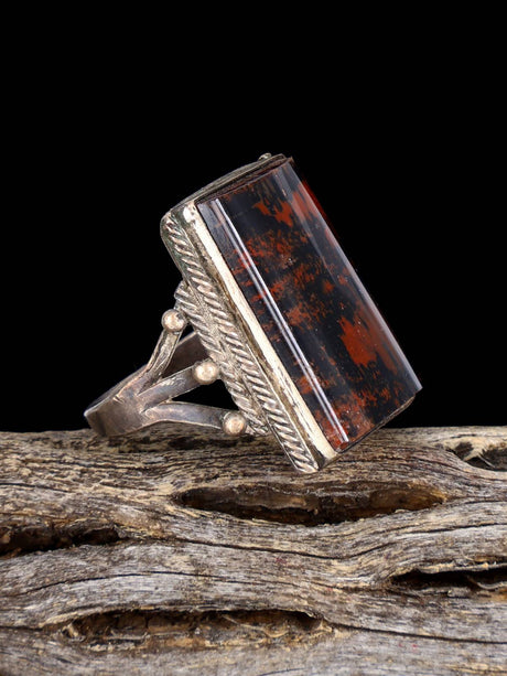 Estate Old Sterling Silver Petrified Wood Ring, Size 9.5 - PuebloDirect.com