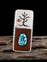 Vintage Native American Sterling Silver Turquoise Tree Ring, Size 7 - PuebloDirect.com