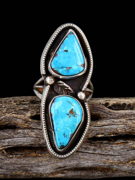 Vintage Native American Sterling Silver Turquoise Ring, Size 6 1/2 - PuebloDirect.com