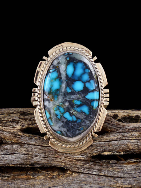 Vintage Native American Sterling Silver Turquoise Ring, Size 7 - PuebloDirect.com