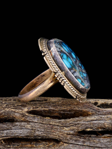 Vintage Native American Sterling Silver Turquoise Ring, Size 7 - PuebloDirect.com