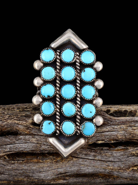 Vintage Native American Sterling Silver Turquoise Ring, Size 5 3/4 - PuebloDirect.com