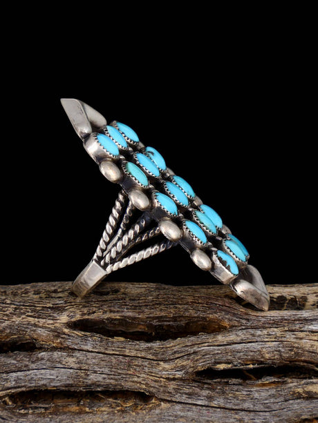Vintage Native American Sterling Silver Turquoise Ring, Size 5 3/4 - PuebloDirect.com