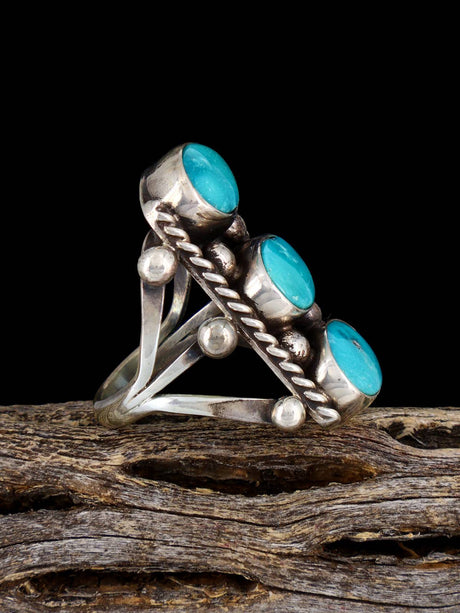 Vintage Native American Sterling Silver Turquoise Ring, Size 5 1/2 - PuebloDirect.com