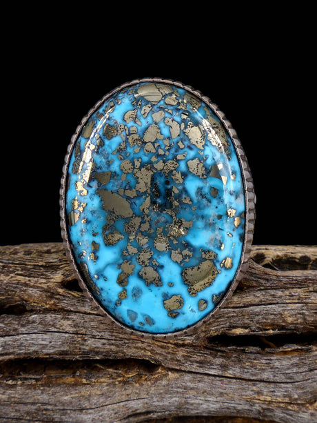 Vintage Native American Sterling Silver Turquoise Ring, Size 9 1/2 - PuebloDirect.com