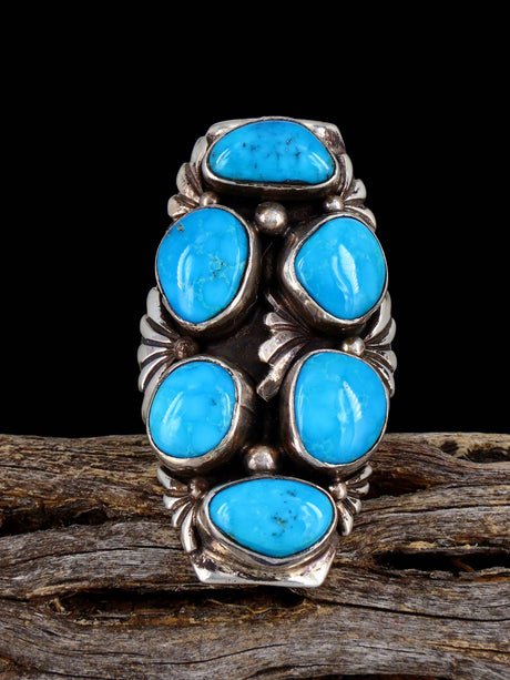 Vintage Native American Sterling Silver Turquoise Ring, Size 6 1/2 - PuebloDirect.com