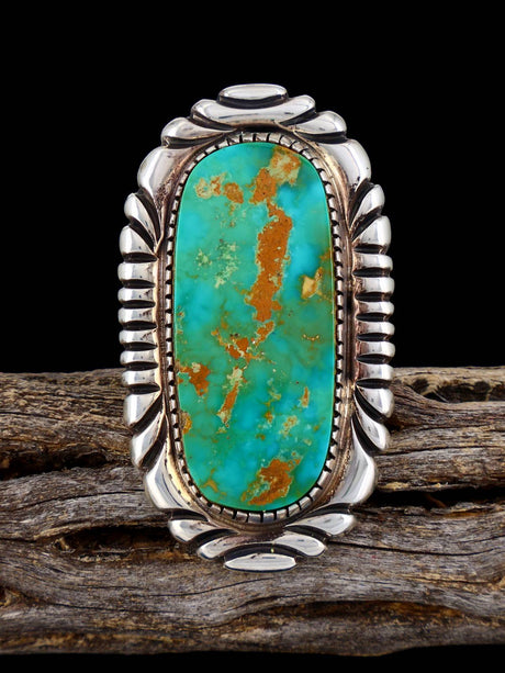 Vintage Native American Sterling Silver Turquoise Ring, Size 9 1/4 - PuebloDirect.com