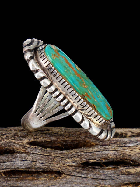 Vintage Native American Sterling Silver Turquoise Ring, Size 9 1/4 - PuebloDirect.com