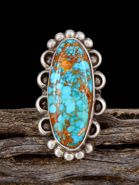 Vintage Native American Sterling Silver Turquoise Ring, Size 7 1/4 - PuebloDirect.com