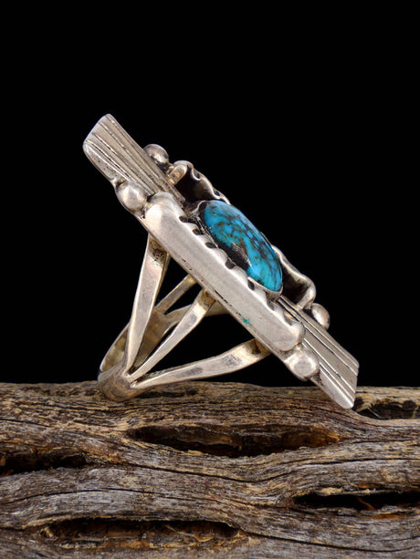 Vintage Native American Sterling Silver Turquoise Ring, Size 7 - PuebloDirect.com