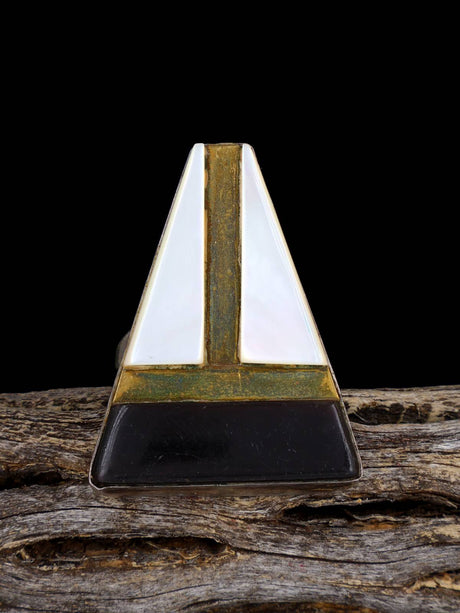 Vintage Old Sterling Silver Shell Inlay Ring, Size 6.5 - PuebloDirect.com