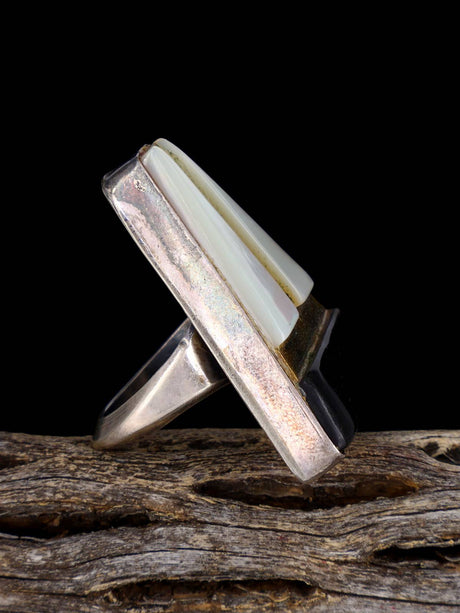 Vintage Old Sterling Silver Shell Inlay Ring, Size 6.5 - PuebloDirect.com