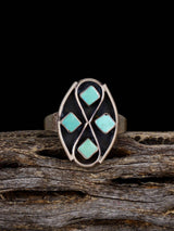 Old Estate Sterling Silver Turquoise Ring, Size 7 3/4 - PuebloDirect.com