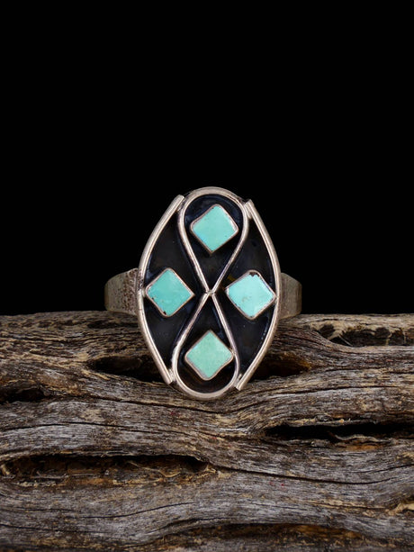 Old Estate Sterling Silver Turquoise Ring, Size 7 3/4 - PuebloDirect.com