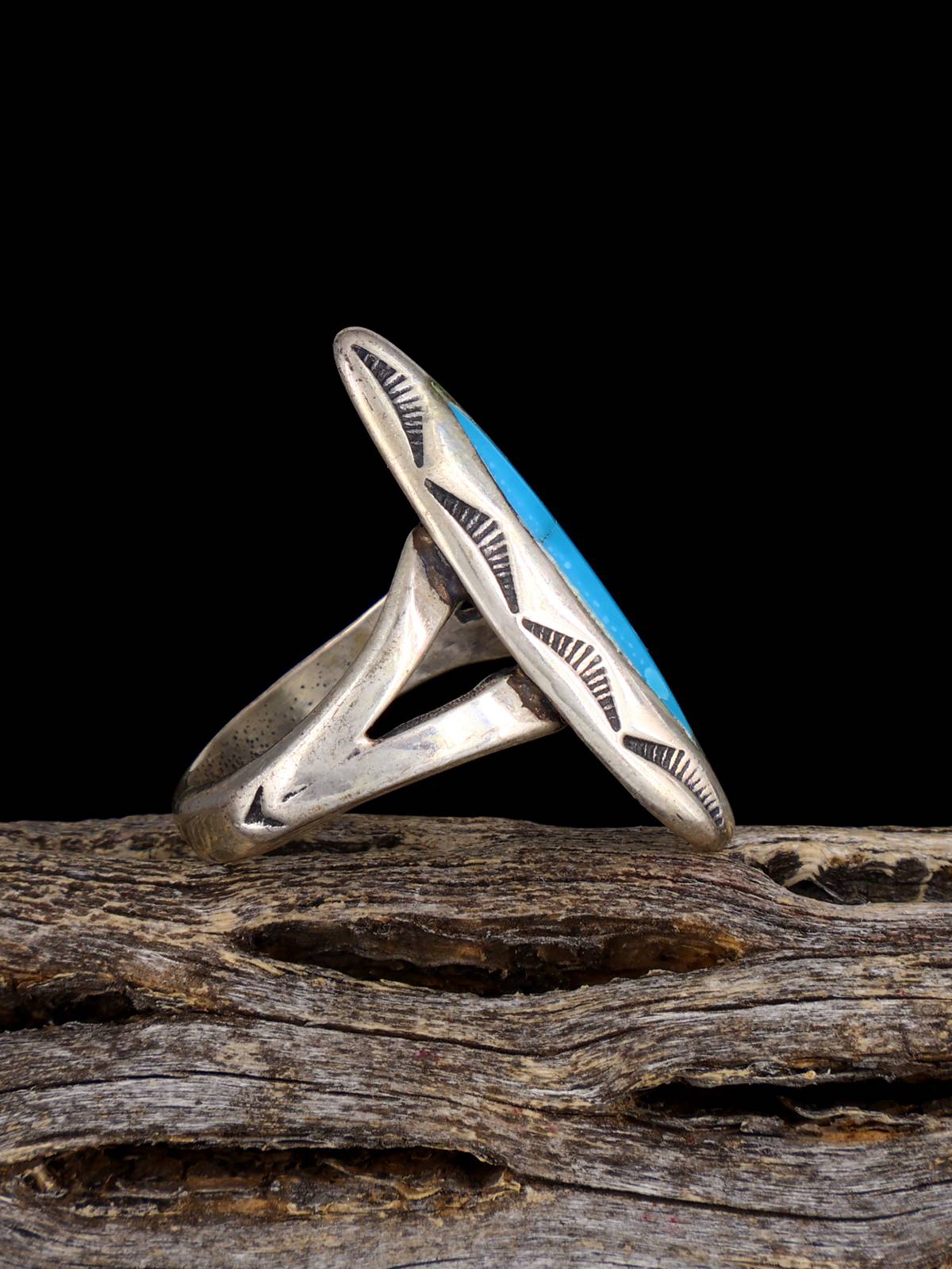 アクセサリー T.Tlone mountain turquoise old pawn Old Pawn Handcrafted Turquoise & Sterling Silver Inlay Ring