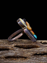 Vintage Native Sterling Silver Multistone Zuni Inlay Pluto Ring, Size 6 - PuebloDirect.com