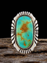 Vintage Native American Turquoise Sterling Silver Ring, Size 9 1/4