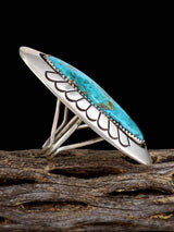 Vintage Native American Turquoise Sterling Silver Ring, Size 8 1/4
