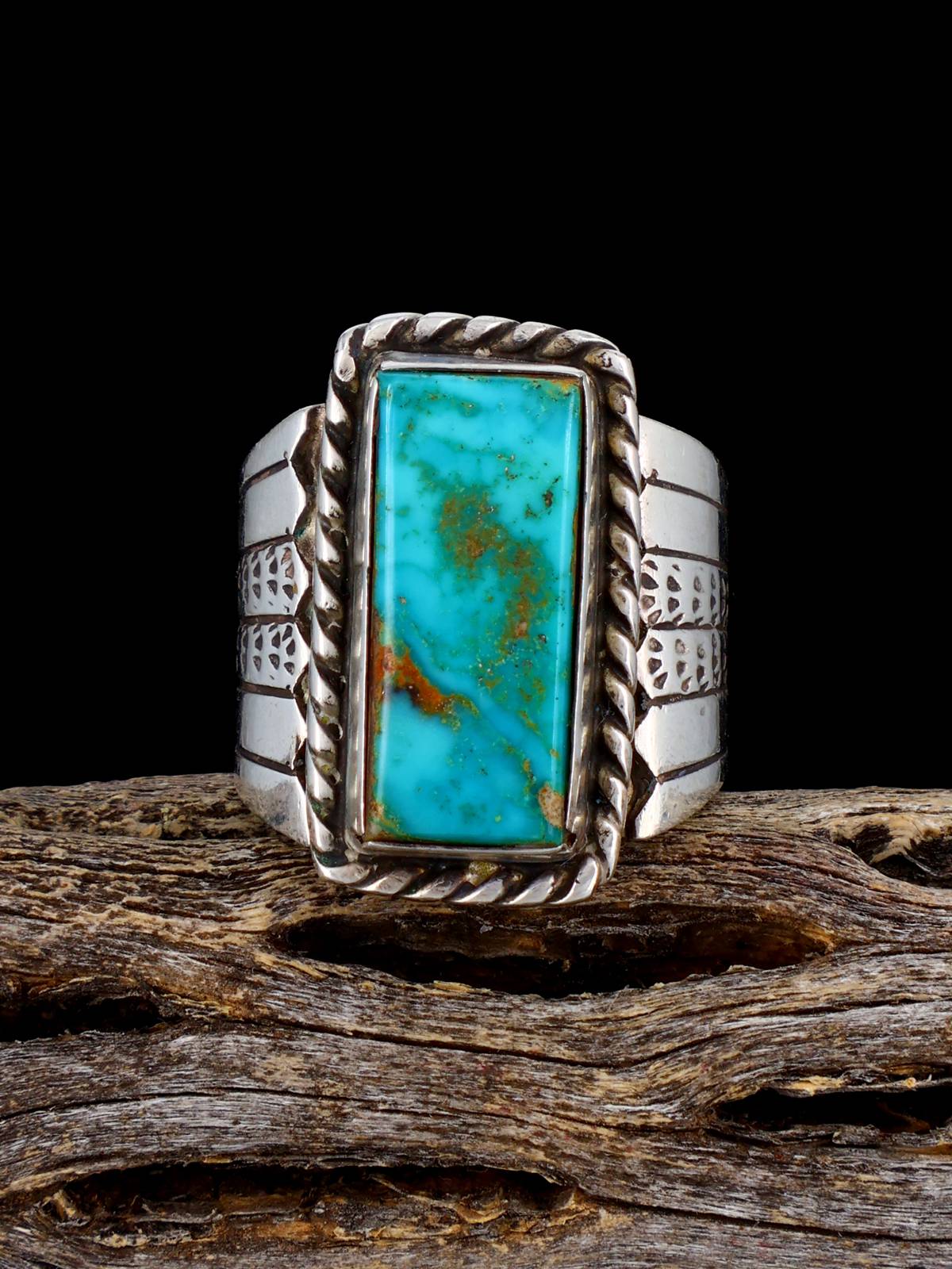 Vintage Native American Turquoise Sterling Silver Ring, Size 6 1/2