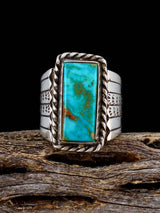 Vintage Native American Turquoise Sterling Silver Ring, Size 6 1/2