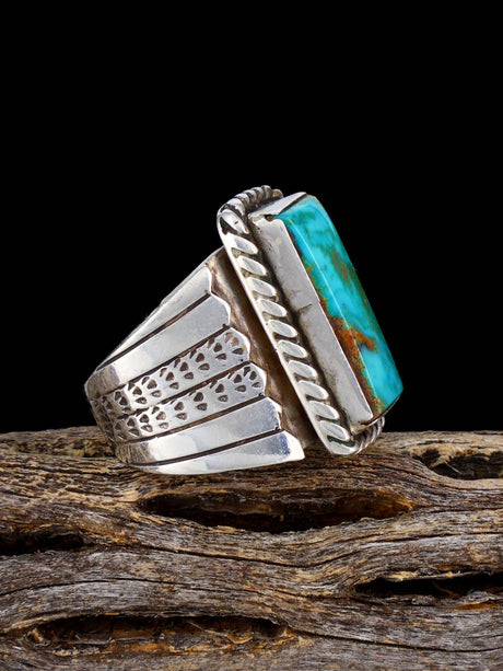Vintage Native American Turquoise Sterling Silver Ring, Size 6 1/2