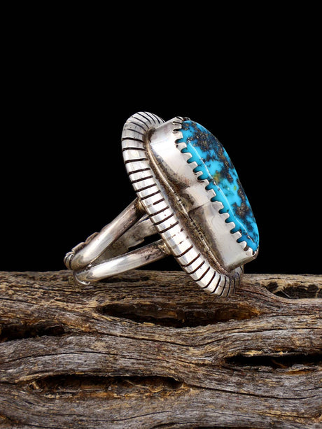 Estate Native American Turquoise Sterling Silver Ring, Size 6 1/2