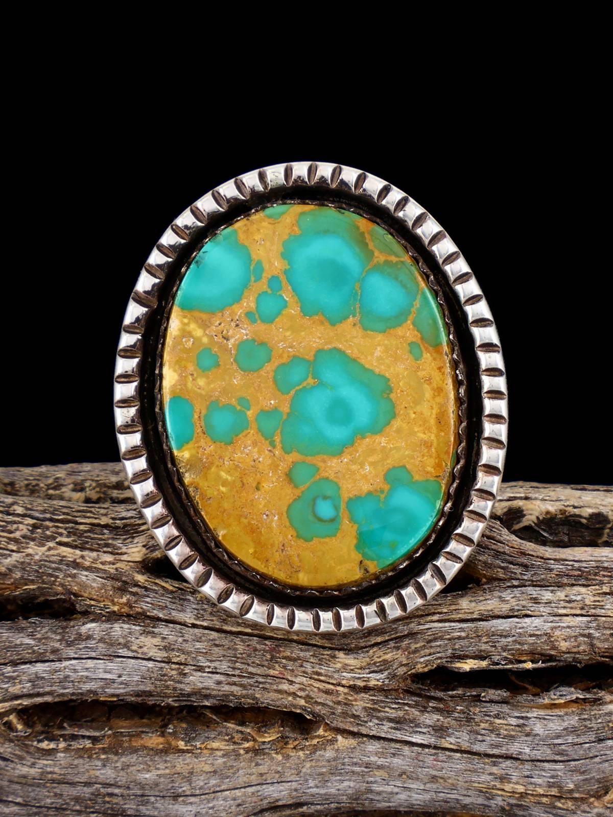 Vintage Native American Turquoise Sterling Silver Ring, Size 6 3/4