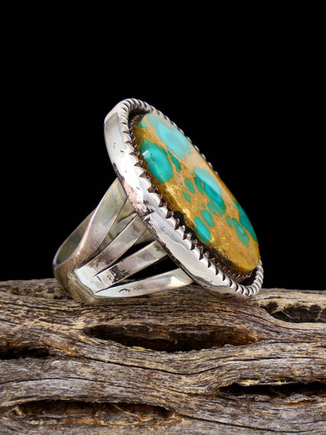 Vintage Native American Turquoise Sterling Silver Ring, Size 6 3/4