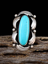 Vintage Native American Turquoise Sterling Silver Ring, Size 8