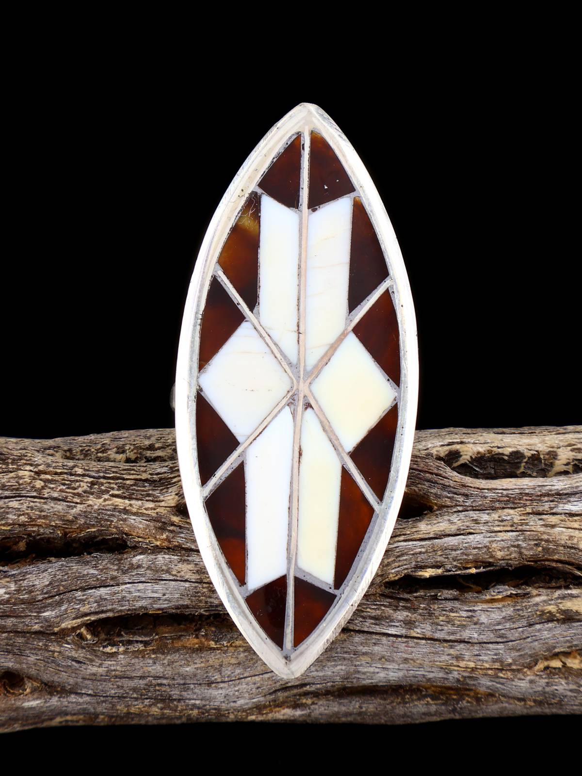 Vintage Native Sterling Silver Multistone Inlay Ring, Size 7 - PuebloDirect.com