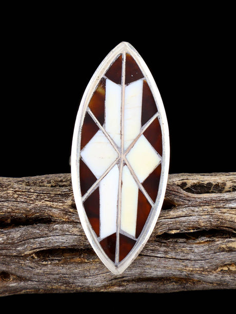 Vintage Native Sterling Silver Multistone Inlay Ring, Size 7 - PuebloDirect.com