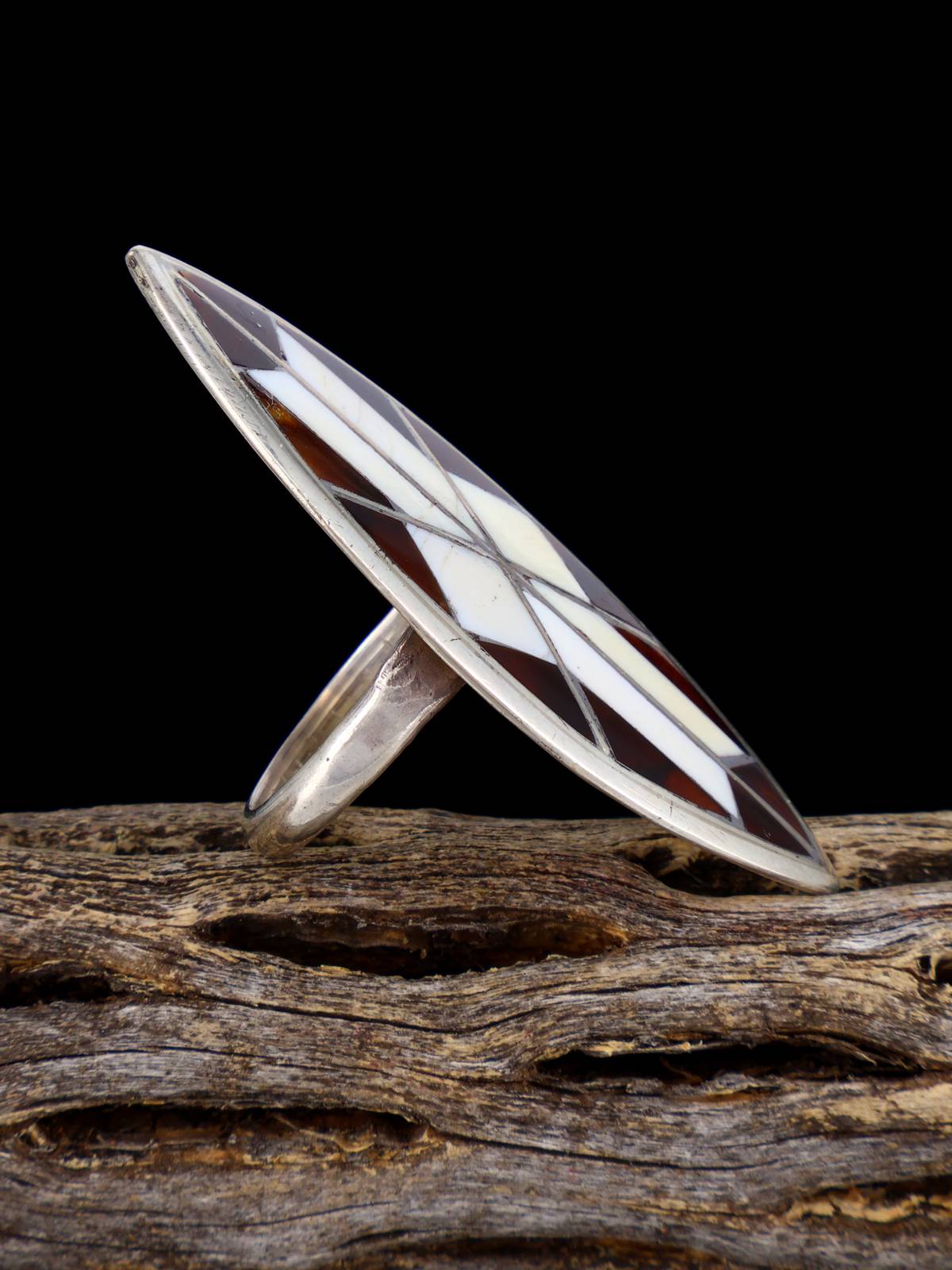 Vintage Native Sterling Silver Multistone Inlay Ring, Size 7 - PuebloDirect.com
