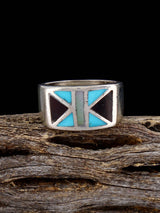 Vintage Native Sterling Silver Multistone Inlay Ring, Size 7 3/4 - PuebloDirect.com