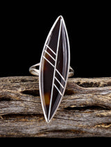 Estate Sterling Silver Tortoise Shell Inlay Ring, Size 7 - PuebloDirect.com