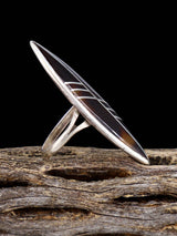 Estate Sterling Silver Tortoise Shell Inlay Ring, Size 7 - PuebloDirect.com