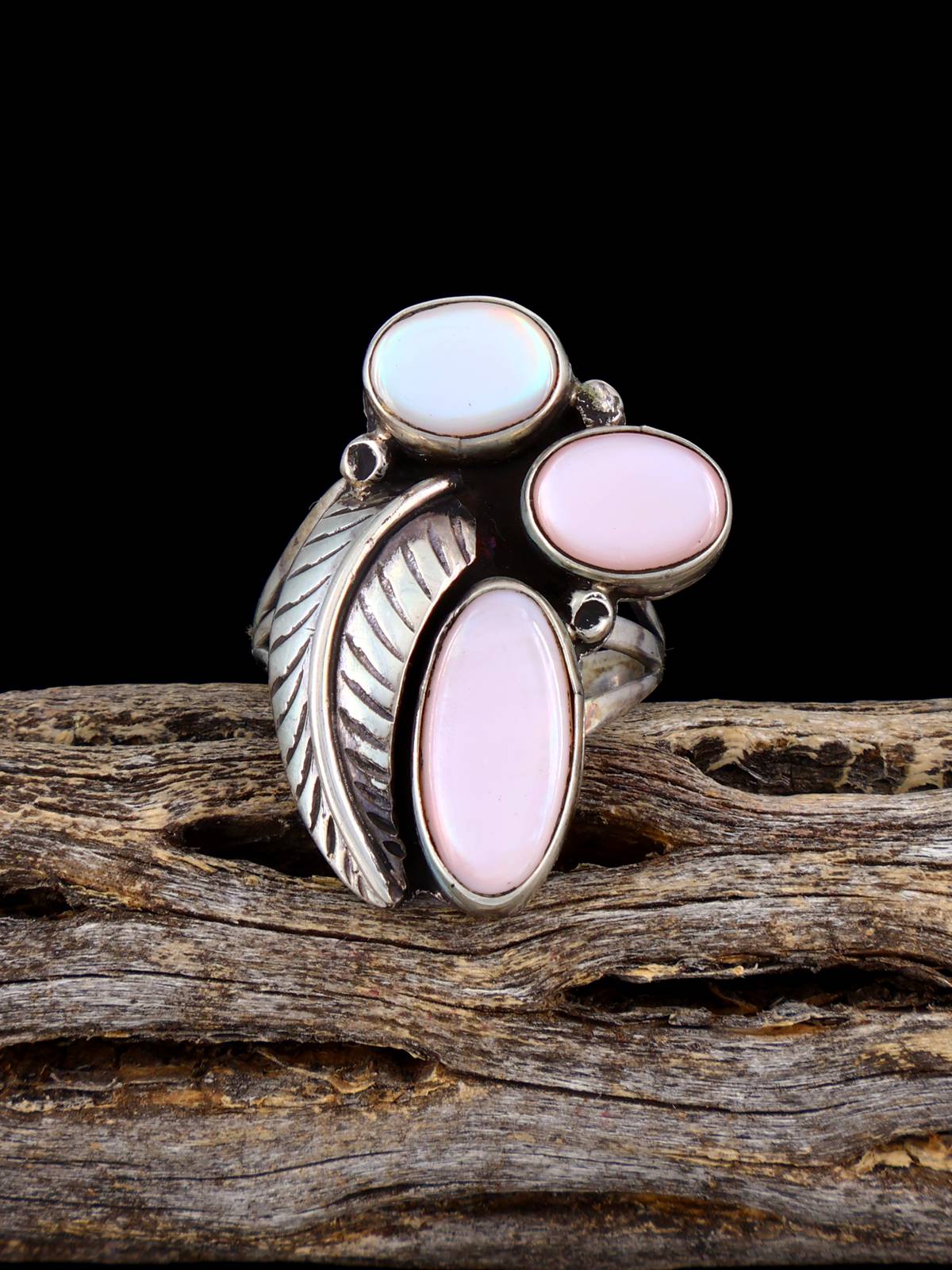 Estate Sterling Silver Pink Shell Ring, Size 6 1/2