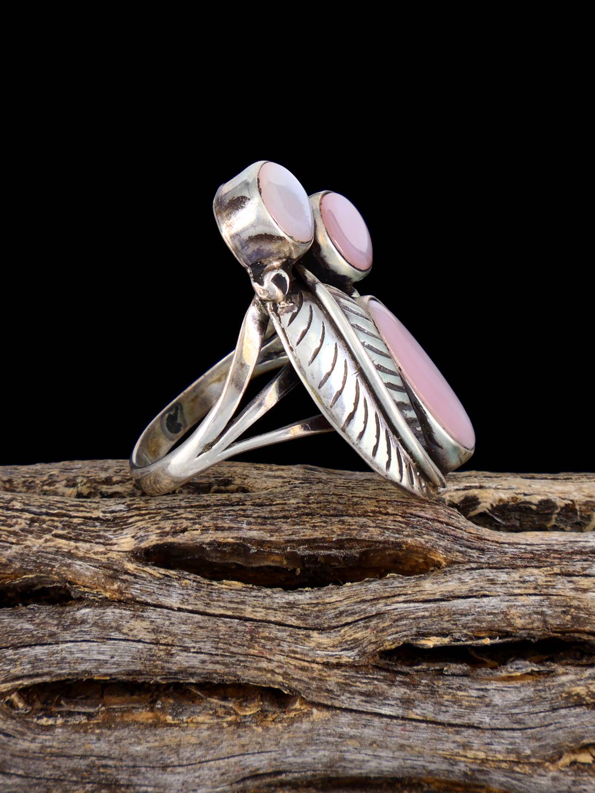 Estate Sterling Silver Pink Shell Ring, Size 6 1/2