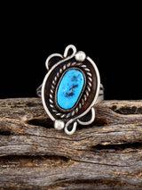 Vintage Native American Turquoise Spider Sterling Silver Ring, Size 7